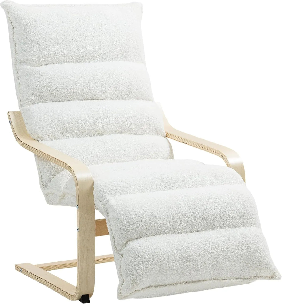 Fauteuil Relax en Polaire Sherpa avec Repose-Pieds Réglable pour Salon, Blanc