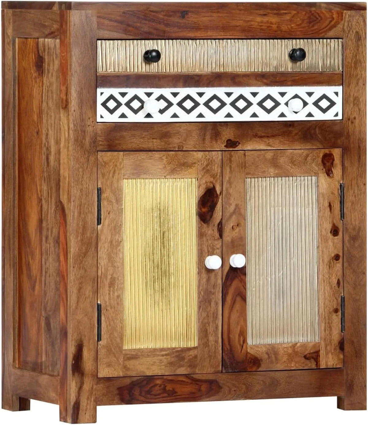 Buffet compact en bois massif de Sheesham 60x30x75 cm pour salon, bureau ou salle de bains