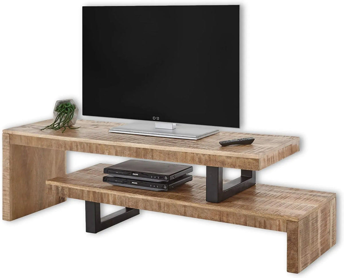 Meuble TV Industriel en Bois de Mangue et Métal, Stella Trading BEED, 140x45x40 cm