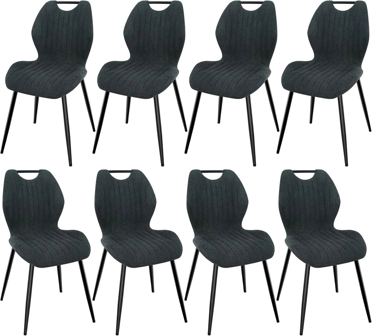 Ensemble de 8 Chaises de Salle à Manger - Confortables avec Pieds en Métal et Revêtement en Tissu