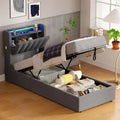 Lit Simple 90x200 cm avec LED, USB et Coffre de Rangement - Velours Gris Foncé