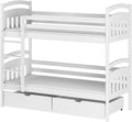Lit Superposé pour Enfants GABI - Structure en Bois Blanc, 80x180 cm