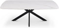 Table Basse Rectangulaire en Pierre Blanche et Métal 130x70 cm - Design Élégant et Moderne