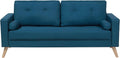 Canapé 2 Places Scandinave Bleu Foncé avec Pieds en Bois