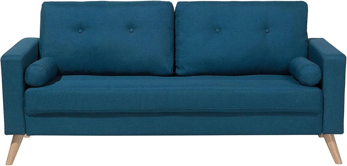Canapé 2 Places Scandinave Bleu Foncé avec Pieds en Bois