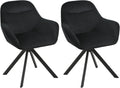 Ensemble de 2 Chaises Pivotantes en Velours Noir avec Accoudoirs pour Salle à Manger et Salon