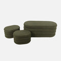Banc Coffre Bouclettes Kaki avec 2 Poufs de Rangement - 111 cm