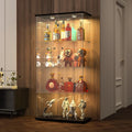 Armoire en Verre Moderne avec Éclairage LED, 4 Étagères et Serrure, 2 Portes, 164 cm - Noir