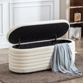 Banc de Rangement en Fausse Fourrure 120L - Pouf Entrée et Chambre, Blanc