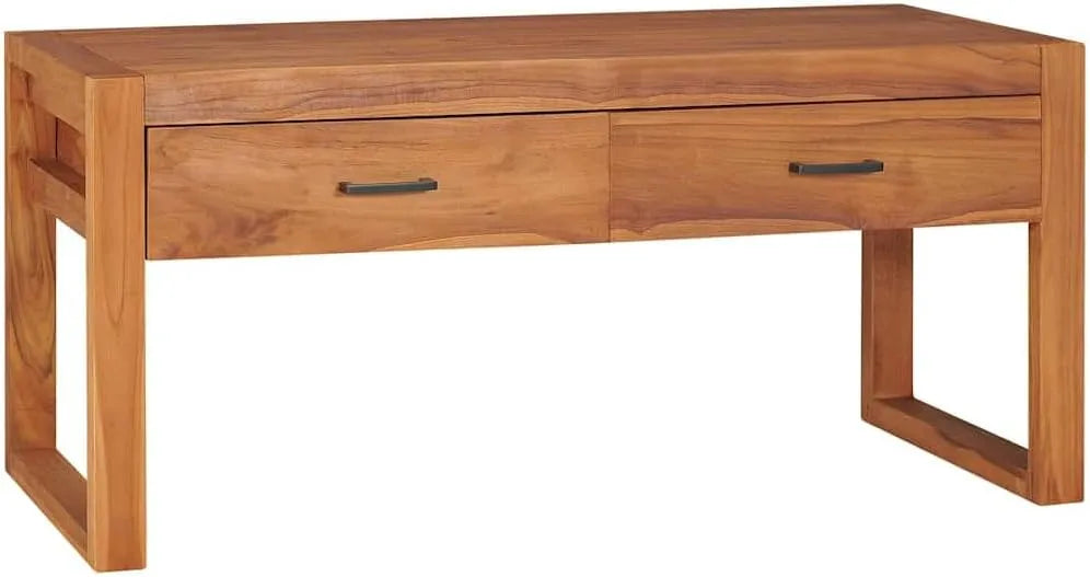 Meuble TV en teck avec tiroirs et rangement multimédia, design rustique