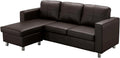 Canapé d'angle réversible en similicuir Ackley - Marron confortable et moderne