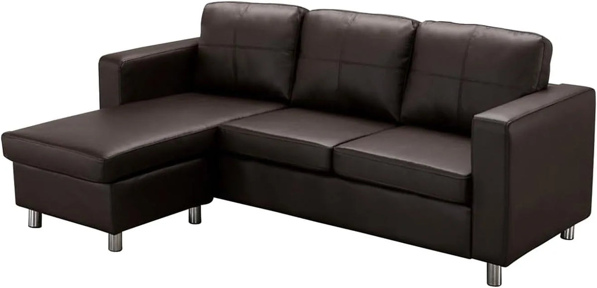 Canapé d'angle réversible en similicuir Ackley - Marron confortable et moderne