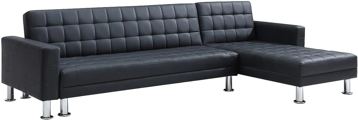 Canapé d'angle réversible et convertible en similicuir noir - Willis II