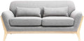 Canapé scandinave 2 places en tissu gris avec pieds en bois Yoko