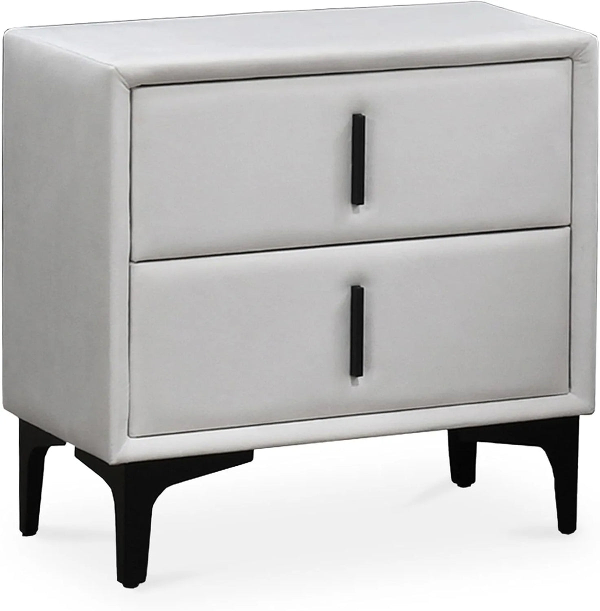 Table de Nuit Velours Écru avec 2 Tiroirs - Design Élégant