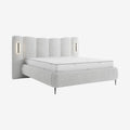 Lit Coffre 160x200 cm avec Tissu Texturé et LED - Gris Siderno
