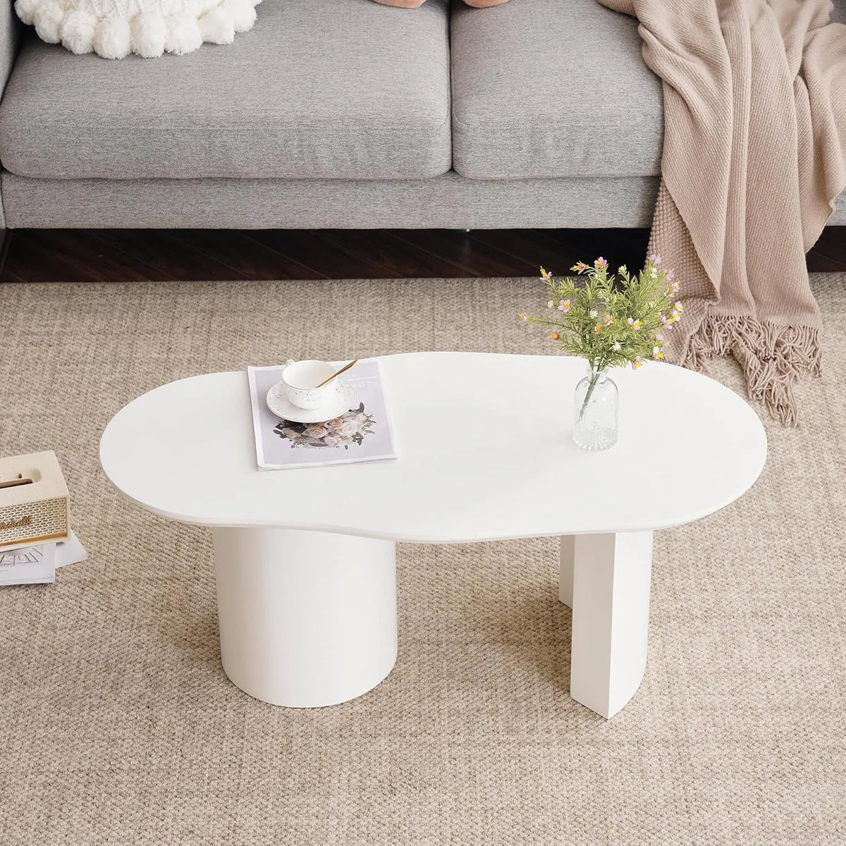 Table Basse Moderne 100 cm Blanc - Design Original en MDF Laqué