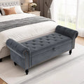 Banc de Rangement Luxueux en Velours 133cm avec Couvercle Réversible, Pieds en Bois - Capacité 168kg, pour Chambre et Salon Gris