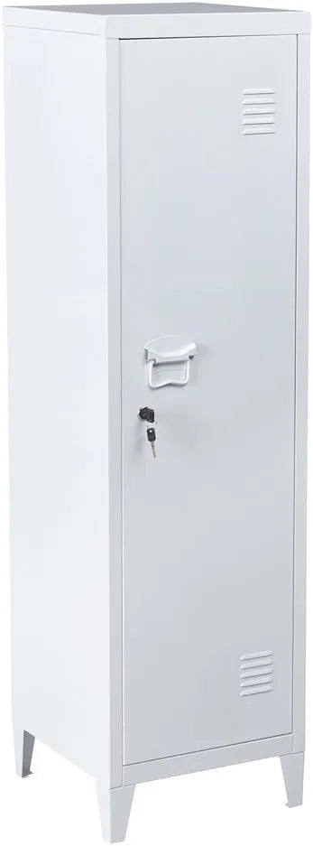 Armoire Métallique à Casiers Verrouillables avec Clé, 3 Compartiments, 138 x 38,5 x 38,5 cm, Blanc