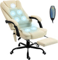 Chaise de Bureau Ergonomique Massante Vinsetto avec Repose-Pieds, Télécommande et Pivotement 360°, Beige