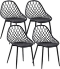 Lot de 4 chaises scandinaves noires avec pieds en métal pour salle à manger
