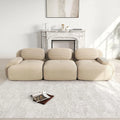 Sofa en Velours Côtelé 3 Places, Design Modulable avec Accoudoirs Courbés et Base Antidérapante, Confort Extrême pour Salon et Cinéma Maison (Beige)