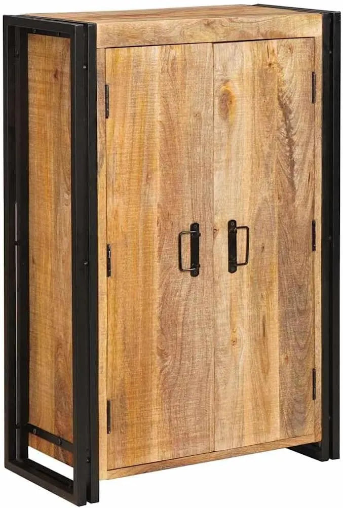 Buffet industriel en bois de manguier et métal, 2 portes, 65 x 33 x 100 cm