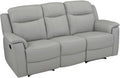 Sofa 3 Places Réclinable en Cuir Gris Clair - Confort Évasion