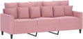 Canapé 3 Places en Velours Rose, Design Moderne avec Dossier et Accoudoirs, Salon et Séjour