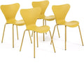 Chaises empilables Nina en polypropylène effet bois avec pieds en métal, lot de 4, jaune