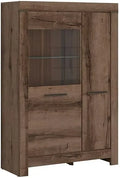 Bibliothèque Vitrine LED à 2 Portes, Chêne Marron Foncé, 100,5x39,5x148,5 cm