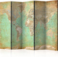 Séparateur de Pièce Vintage en Bois avec Carte du Monde 225x172 cm