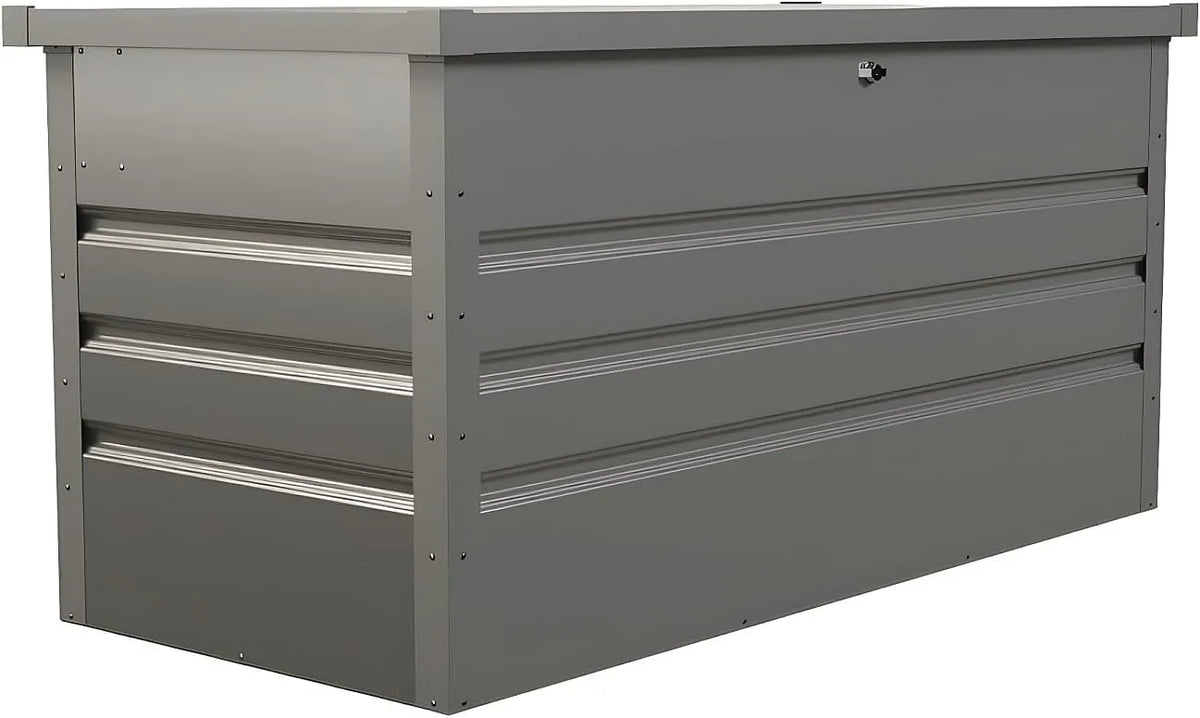 Coffre de Jardin en Acier Galvanisé Gris 400L - Tomaso - Vente Unique