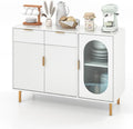 Buffet de Cuisine Moderne avec Tiroirs et Portes, Armoire de Rangement Sécurisée, Blanc 120x40x88cm