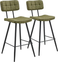 Happy Garden Lot de 2 Tabourets de Bar en Similicuir Vert avec Repose-Pieds, Rembourrage Confortable, Structure en Métal Noir - Style Rétro Sophistiqué pour Intérieur Moderne