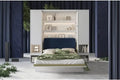 Armoire Murale Escamotable Blanche 160x200cm avec Placards et Tiroirs