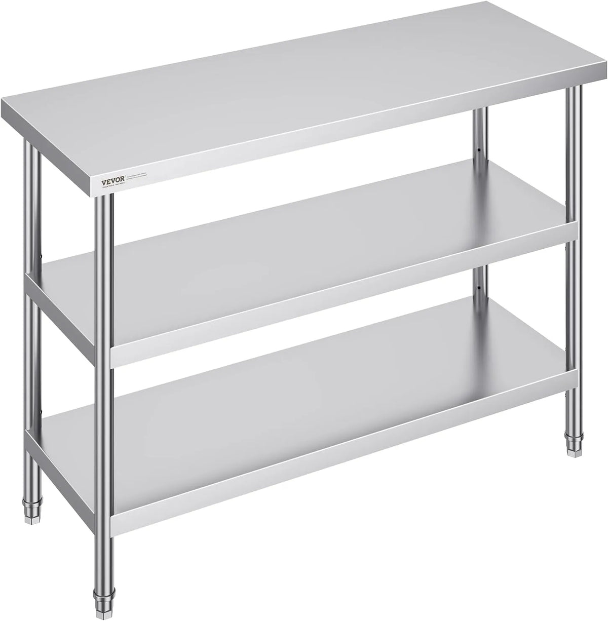 Table de Travail en Acier Inoxydable VEVOR avec Étagères Réglables pour Cuisine et Restaurant