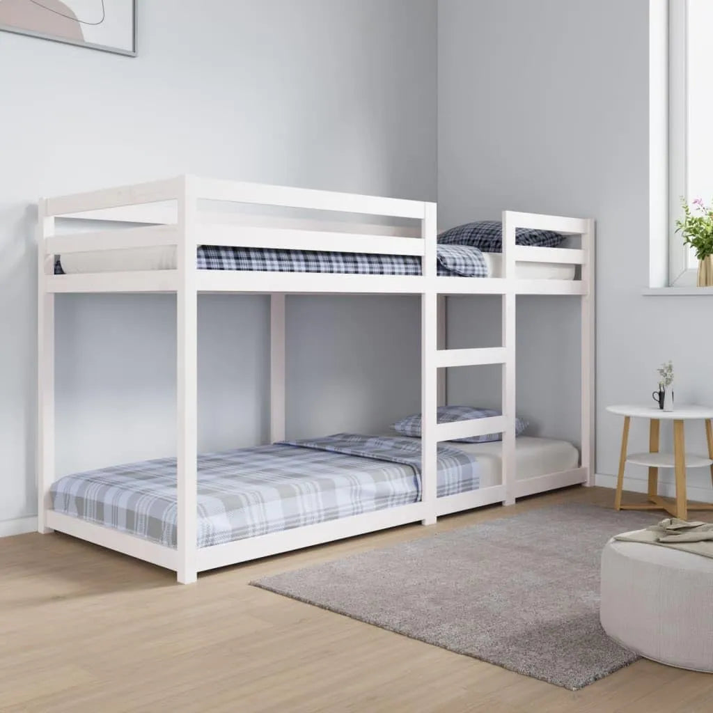 Lit superposé en Bois de Pin Massif Blanc 80x200 cm - Sans Matelas