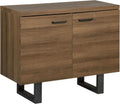 Buffet Moderne 2 Portes Bois Foncé avec Pieds Métalliques