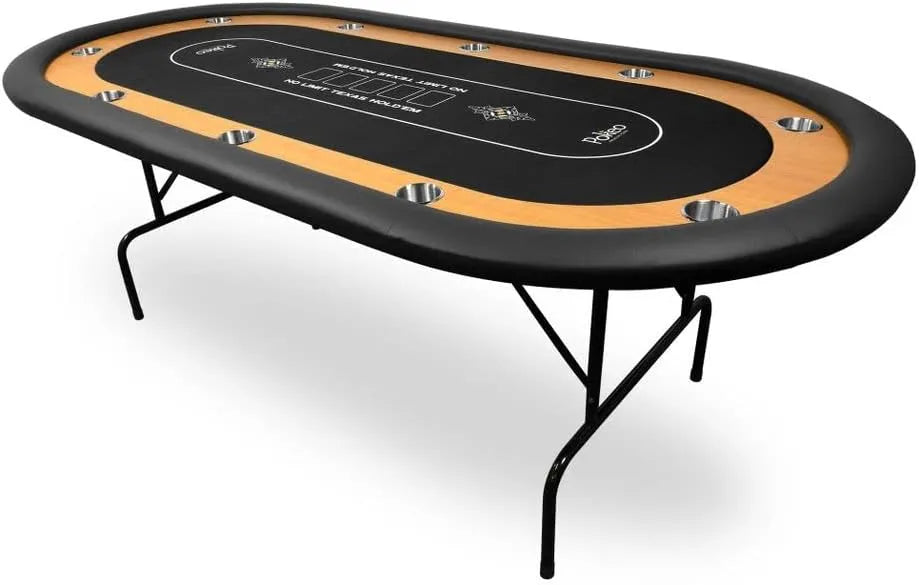 Table de Poker Pliable pour 10 Joueurs avec Tapis Noir et Pieds en Acier