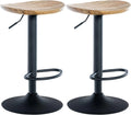 CLP Lot de 2 Tabourets de Bar Industriels en Bois et Métal, Réglables et Pivotants, Couleur Naturelle