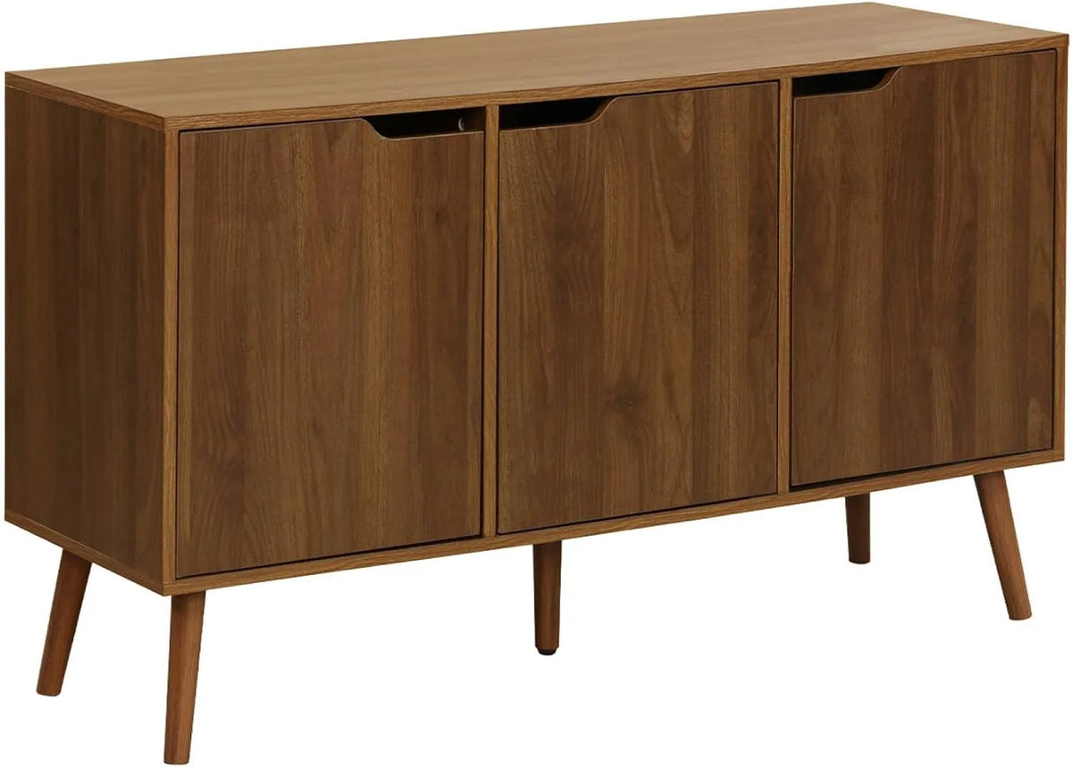 Buffet de Rangement Noyer avec Portes et Étagères - 120 cm