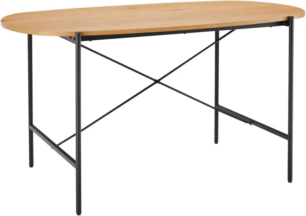 Table de Salle à Manger Brodie en Chêne avec Pieds en Métal Noirs - 160x90 cm