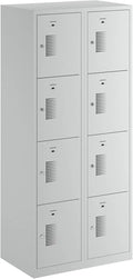 Vestiaire Métallique 8 Casiers Amsterdam avec Serrure Cylindrique, Gris Clair