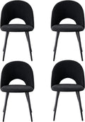 Ensemble de 4 Chaises Modernes Rembourrées en Métal pour Salle à Manger - Noir