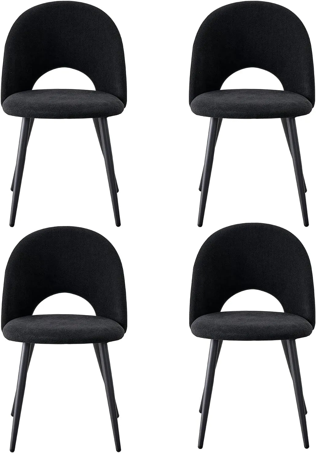 Ensemble de 4 Chaises Modernes Rembourrées en Métal pour Salle à Manger - Noir