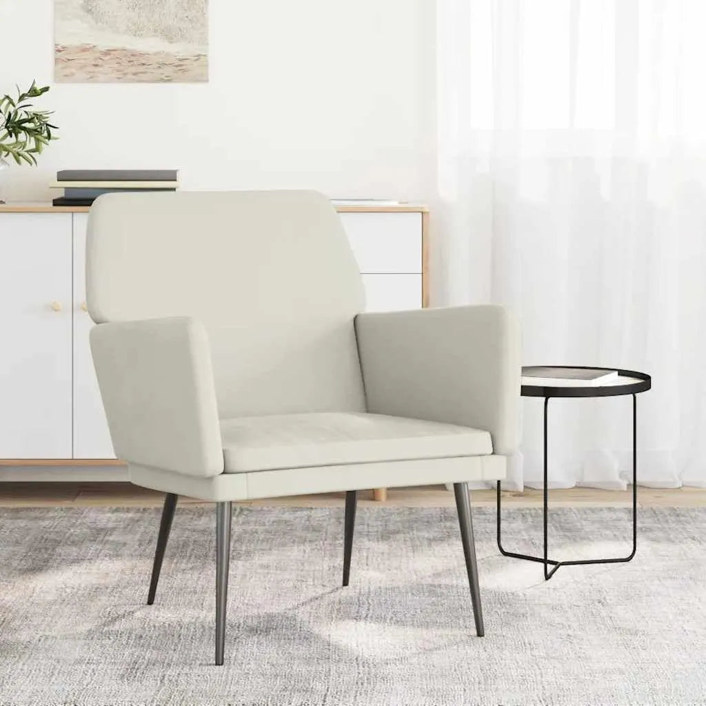 Fauteuil en Velours Crème 62x79x79 cm - Confort et Élégance