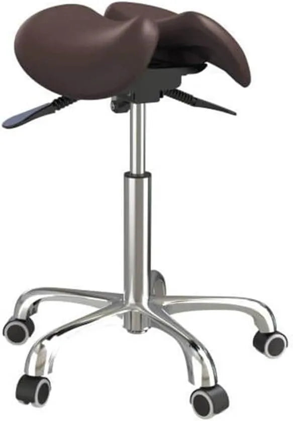 Tabouret ergonomique à roulettes avec base chromée - Chocolat - Sens Original