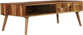 Table basse vintage en acacia massif avec rangement pratique