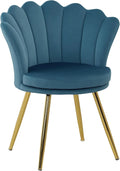 Chaise Coquillage en Velours Bleu avec Pieds Dorés pour Salon et Chambre